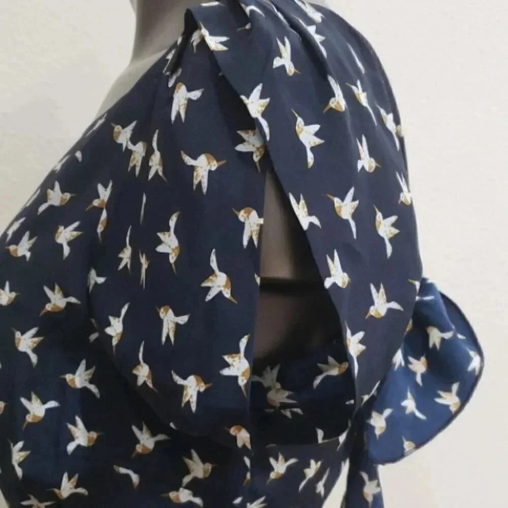 Aijek Bird Print Open Back Romper